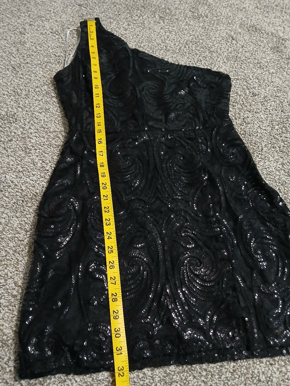 Lulu's Black One-Shoulder Sequin Mini Dress - Picture 10 of 16